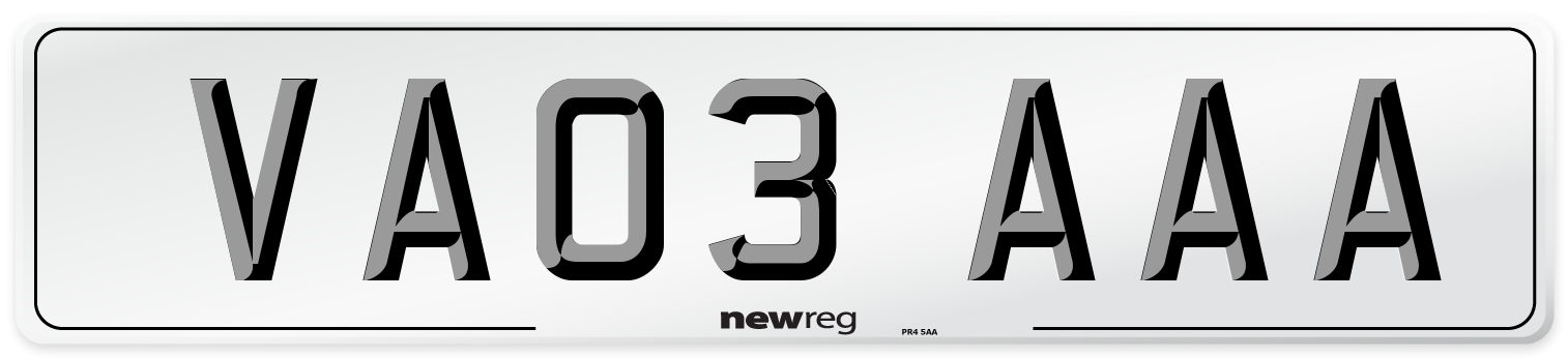 VA03 AAA Number Plate from New Reg
